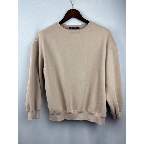 Women’s Efan Small Beige Fleece Lined Crewneck - Picture 1 of 5